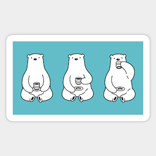 Bearly Awake Polar Bear Drinking Coffee Magnet